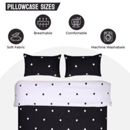 Ameha Printed Duvet Cover 3 Piece Set With Matching Pillowcase Black & White Dotted Design Reversible Super King (260 X 220 Cm) - thumbnail 8