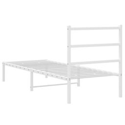 Berkfield Metal Bed Frame Without Mattress With Headboard White 75X190Cm - thumbnail 7