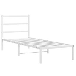 Berkfield Metal Bed Frame Without Mattress With Headboard White 75X190Cm - thumbnail 3