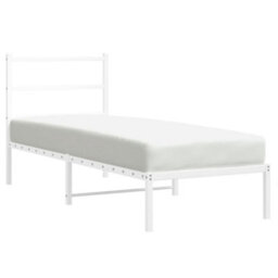 Berkfield Metal Bed Frame Without Mattress With Headboard White 75X190Cm - thumbnail 2