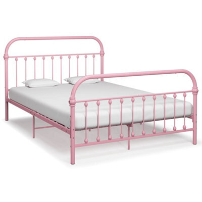 Berkfield Bed Frame Pink Metal 140X200 Cm - image 1