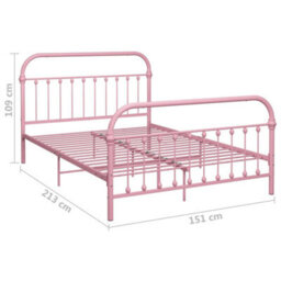 Berkfield Bed Frame Pink Metal 140X200 Cm - thumbnail 6