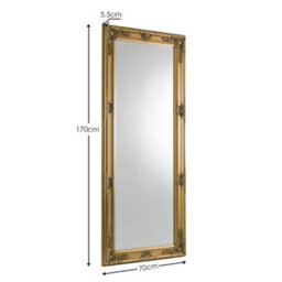 Julian Bowen Palais Gold Lean-To Mirror, Wood Frame, Rectangular, Full Length, Freestanding, 170 X 70 X 6Cm - thumbnail 7