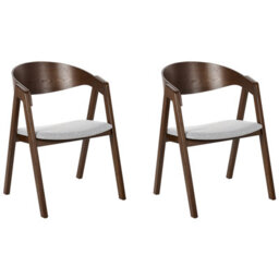 Beliani Set Of 2 Dining Chairs Yuba Wood Light Grey
