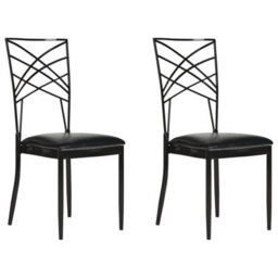 Beliani Set Of 2 Dining Chairs Girard Metal Black - thumbnail 1