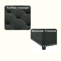Matteo Square Storage Ottoman With Silver Rivet Detail - Dark Grey - thumbnail 6