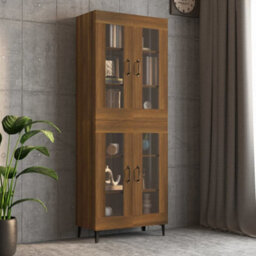 Berkfield Hanging Wall Cabinet Brown Oak 69.5X34X90 Cm - thumbnail 8