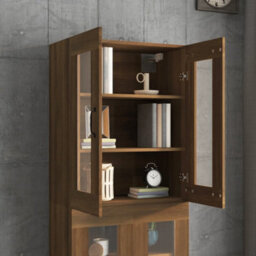 Berkfield Hanging Wall Cabinet Brown Oak 69.5X34X90 Cm - thumbnail 9