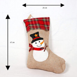 Shatchi Large Xmas Stocking Printed Pattern Burlap Hessian Linen Sack Sock Hanging Bags Snowman 26X25Cm - thumbnail 5