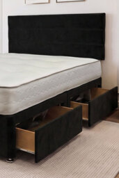Knight Sleep York Black Plush 4Ft Hybrid Sprung Orthopaedic Divan Bed Set 2 Drawers With Upholstered Headboard - Small Double - thumbnail 2