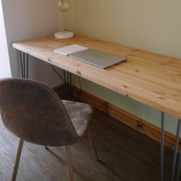 Timber Foundry Hairpin Leg Desk L125 X W60 X H75Cm Solid Pine, Golden Oak - thumbnail 1