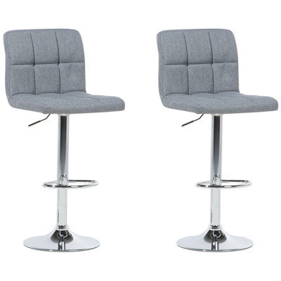 Beliani Set Of 2 Bar Chairs Marion Swivel Light Grey - image 1