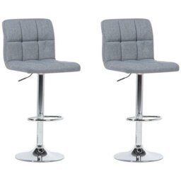 Beliani Set Of 2 Bar Chairs Marion Swivel Light Grey - thumbnail 1