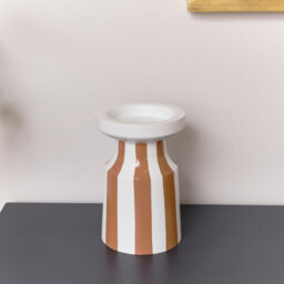Melody Maison Burnt Orange Striped Pillar Candle Holder - 18Cm - thumbnail 3