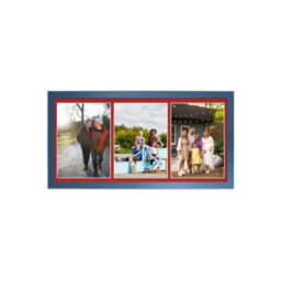 AK Frames 16X8 Gold Sleek Multi Photo Frame With Crimson Mount - Holds 3 Apertures (3X) 7X5 Photos
