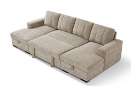 Stratus Interiors Como Modern Fabric Corner Sofa Bed With Double Lift-Up Storage-Beige - U-Shaped Convertible Sleeper Sofa - thumbnail 2
