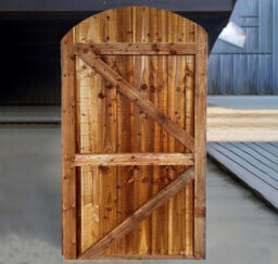 Feather Edge Dome Flat Top Semi-Braced Wooden Garden Gate 90X75Cm Pack 1 - thumbnail 4