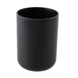 Black 6Pcs Bathroom Set Bamboo Wood Bin Soap Dispenser Toothbrush Tumbler Toilet Brush - thumbnail 6