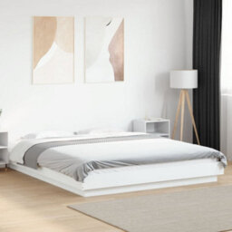 Berkfield Bed Frame With Led Lights Without Mattress White 160X200Cm - thumbnail 1