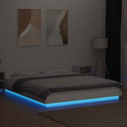 Berkfield Bed Frame With Led Lights Without Mattress White 160X200Cm - thumbnail 4