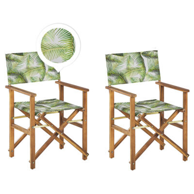 Beliani Set Of 2 Garden Chairs Cine Acacia Wood Light Green - image 1