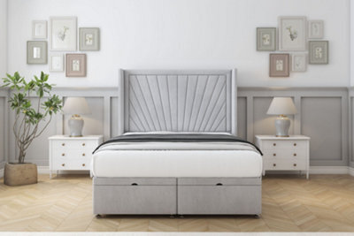 "Sloomy Rutherford Silver Naples Ottoman Bed With Mattress With 54"" Wingback Headboard 3' Single" - image 1