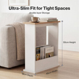 Pine + White Modern Side Sofa Couch Small End Table - thumbnail 5