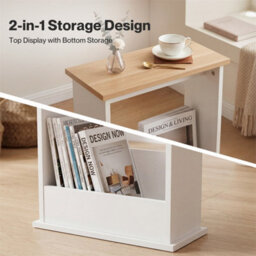 Pine + White Modern Side Sofa Couch Small End Table - thumbnail 4