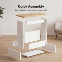Pine + White Modern Side Sofa Couch Small End Table - thumbnail 6