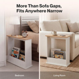 Pine + White Modern Side Sofa Couch Small End Table - thumbnail 3