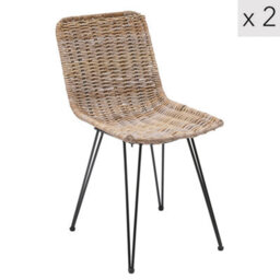 Nordlys Set Of 2 Metal And Fiber Dining Chairs Exotic Boho Dining Room - thumbnail 1