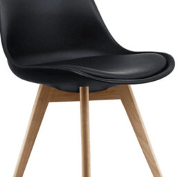 Fusion Living Soho Black Plastic Dining Chair With Squared Light Wood Legs - thumbnail 3