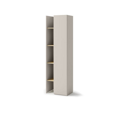 Arte Slim Cashmere & Oak Tall Cabinet H2010mm W600mm D420mm - Modern Design With 4 Shelves - image 1