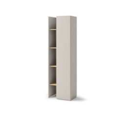 Arte Slim Cashmere & Oak Tall Cabinet H2010mm W600mm D420mm - Modern Design With 4 Shelves - thumbnail 1