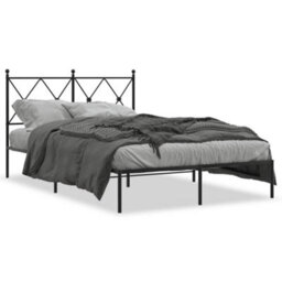 Berkfield Metal Bed Frame Without Mattress With Headboard Black 120X200Cm - thumbnail 2