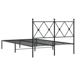 Berkfield Metal Bed Frame Without Mattress With Headboard Black 120X200Cm - thumbnail 6