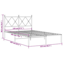 Berkfield Metal Bed Frame Without Mattress With Headboard Black 120X200Cm - thumbnail 8