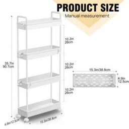 4 Tier Salon Beauty Trolley Kitchen Bathroom Storage Stand Basket Fruit Rack - thumbnail 2