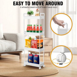 4 Tier Salon Beauty Trolley Kitchen Bathroom Storage Stand Basket Fruit Rack - thumbnail 6