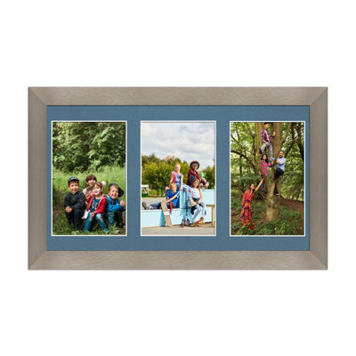 AK Frames 40X20Cm Aluminum Modern Multi Photo Frame With Pompadour Mount - Holds 3 Apertures (3X) 6X4 Photos - image 1