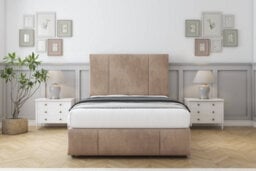 "Sloomy Lisbon Mink Naples Divan Bed Set 2 Drawers Right Side - 26"" Strutted   & 12"" Footboard 4' Small Double" - thumbnail 1