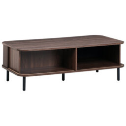 Wyld And Coco Retro Coffee Table 120 X 60 Cm Dark Brown Laminated Top With Black Metal Hairpin Legs And Sliding Storage - thumbnail 5