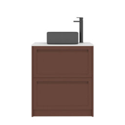 Royal Bathrooms Royal Bathroom Elmore 700mm Terracotta Clay Freestanding Bathroom Vanity Unit 2 Drawer Plain White Worktop With Art Square Basin - thumbnail 7