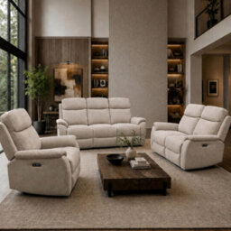 Aspire Richmond 3 + 2 + 1 Power Recliner Sofa Suite, Chenille Naturak - thumbnail 1