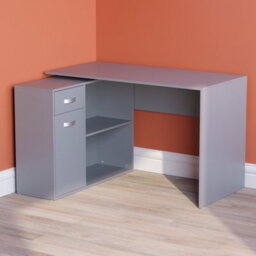 Lassic Vida Designs Longton Grey Adjustable L-Shaped Computer Desk With Shelves, Drawer And Door - thumbnail 4