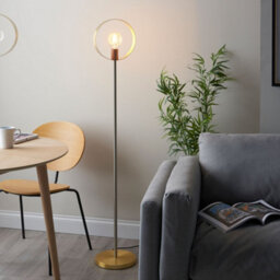 Anson Lighting Loopa Satin Brushed Gold And Brushed Copper Contemporary Style 1 Light Floor Light - thumbnail 1