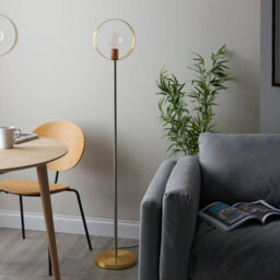 Anson Lighting Loopa Satin Brushed Gold And Brushed Copper Contemporary Style 1 Light Floor Light - thumbnail 3