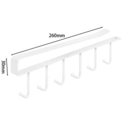 Living And Home White Metal 6 Hooks Rail Cup Hook Rack  Hanging Holder Under Cabinet Closet - thumbnail 8