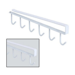 Living And Home White Metal 6 Hooks Rail Cup Hook Rack  Hanging Holder Under Cabinet Closet - thumbnail 6
