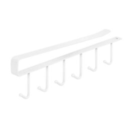 Living And Home White Metal 6 Hooks Rail Cup Hook Rack  Hanging Holder Under Cabinet Closet - thumbnail 5